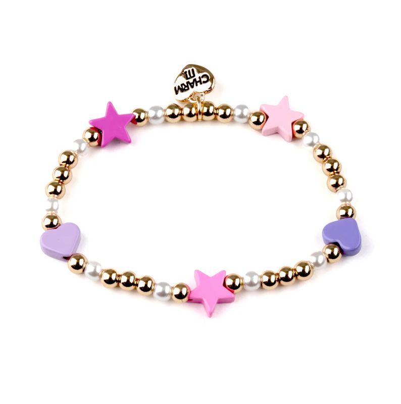 Charm It! Gold Heart &amp; Star Stretch Bead Bracelet