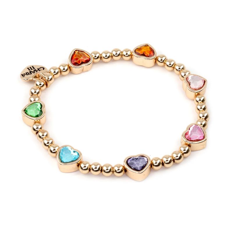 Charm It! Gold Sparkle Heart Stretch Bead Bracelet