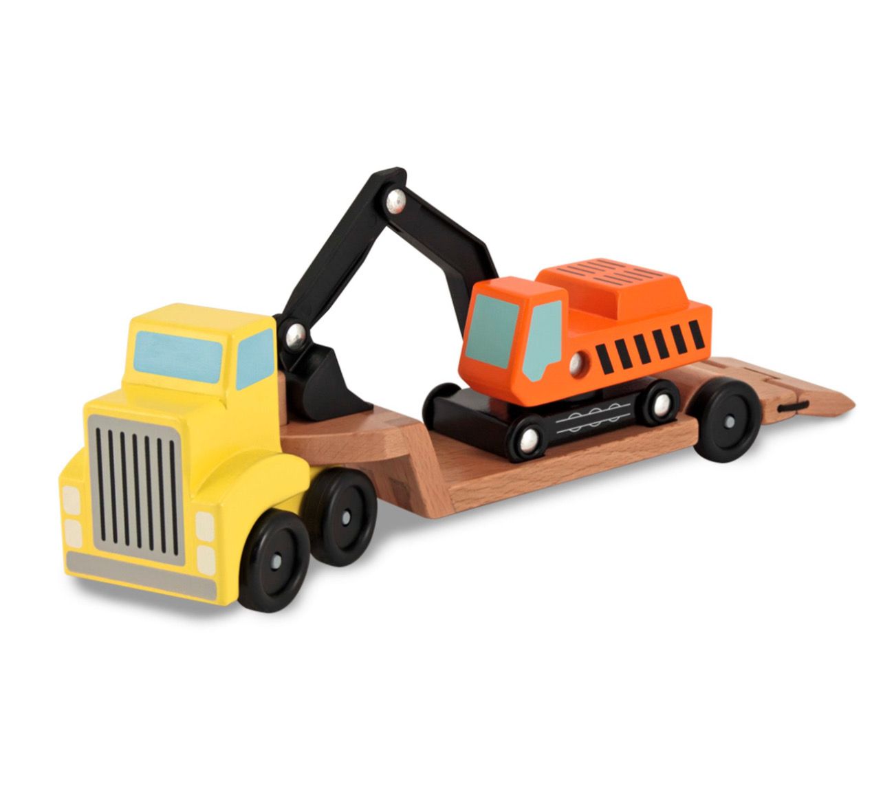 Trailer &amp; Excavator Wooden Vehicles Play Set