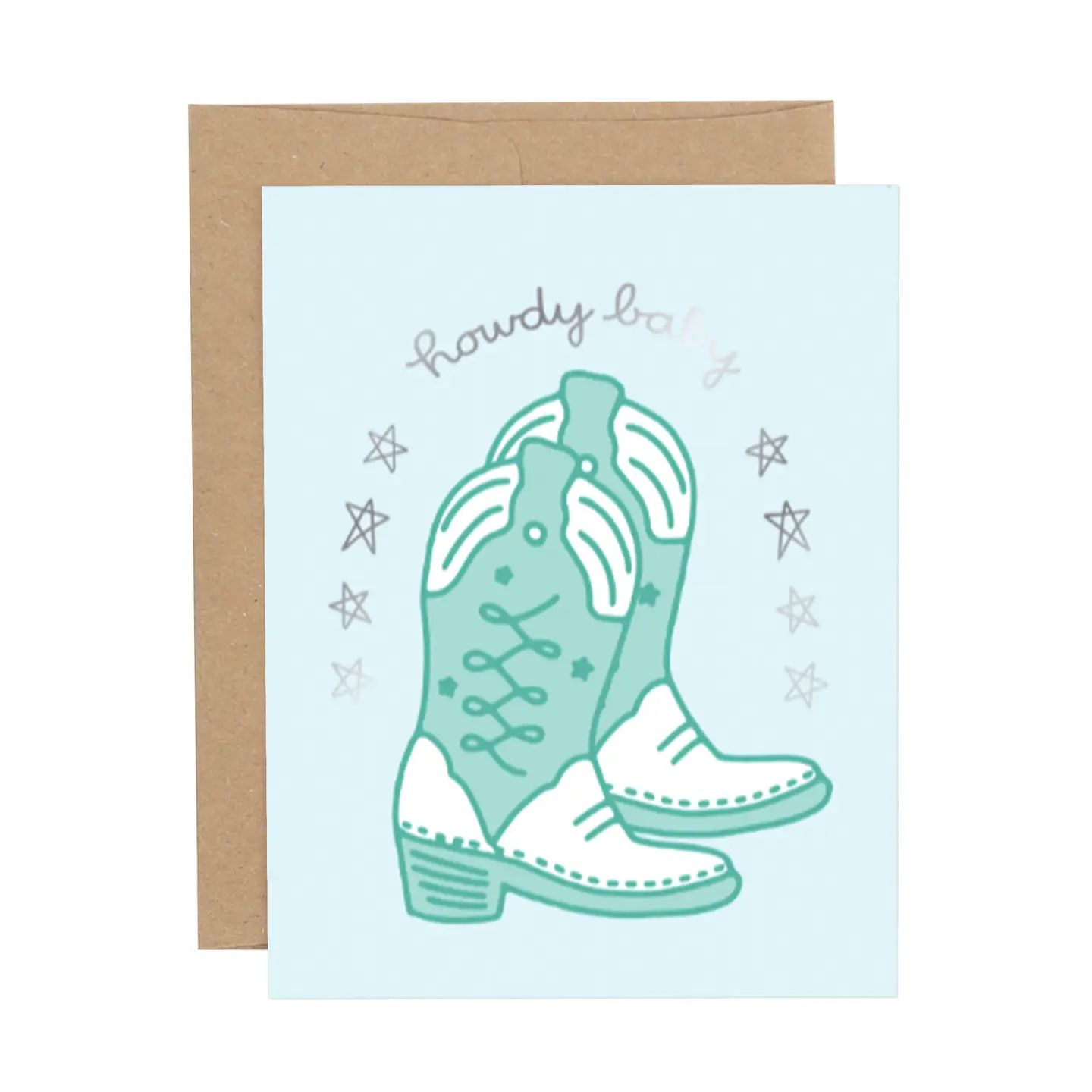 "Howdy Baby" Western Blue Greeting Card