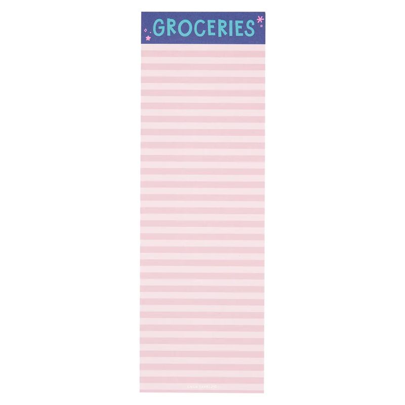 "Groceries" Pink Stripe Notepad