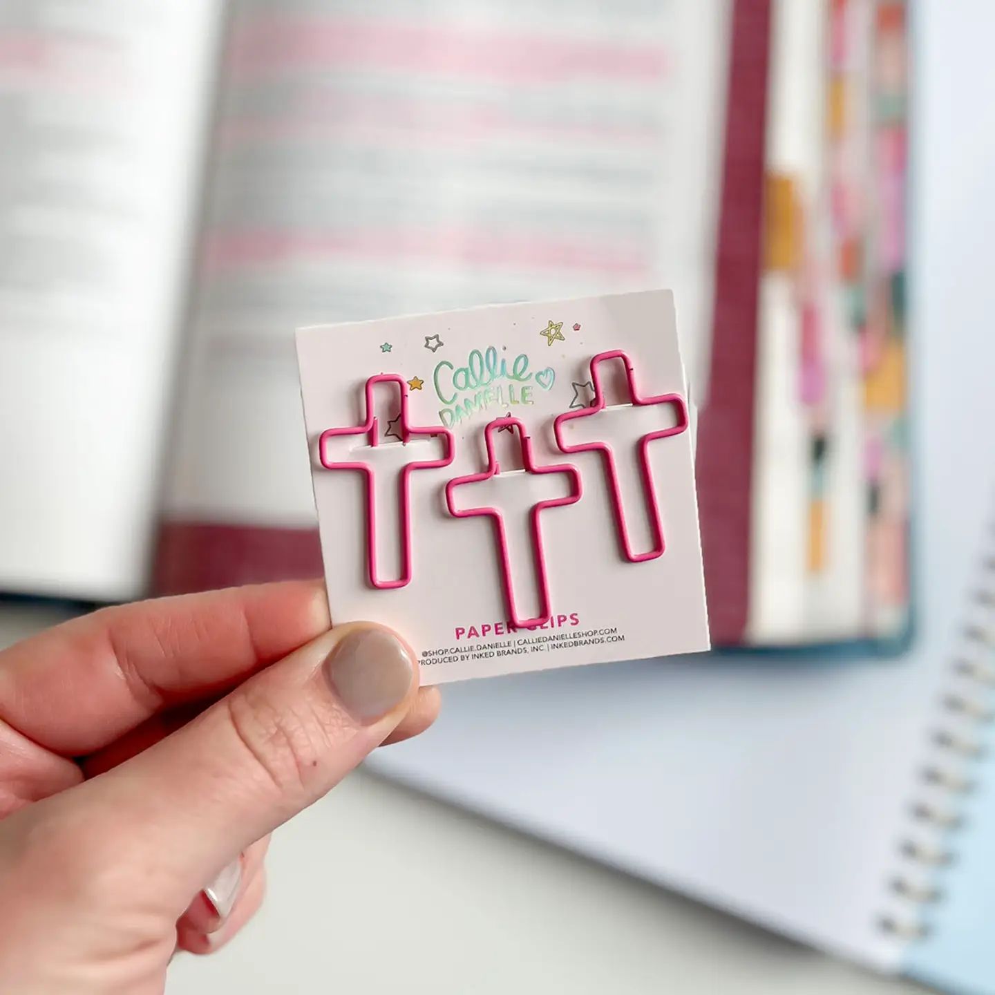 Pink Cross Paperclips