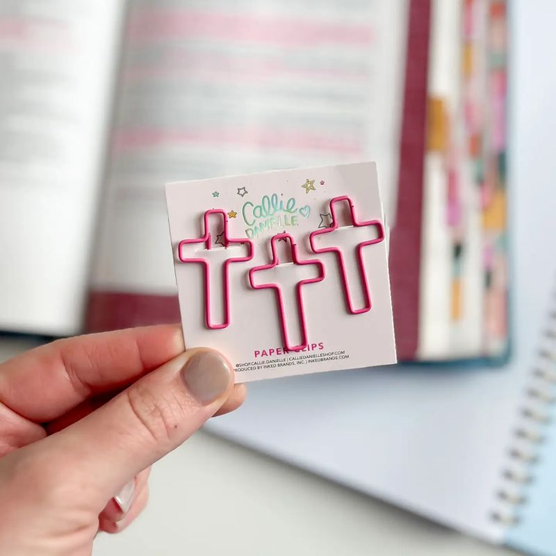Pink Cross Paperclips