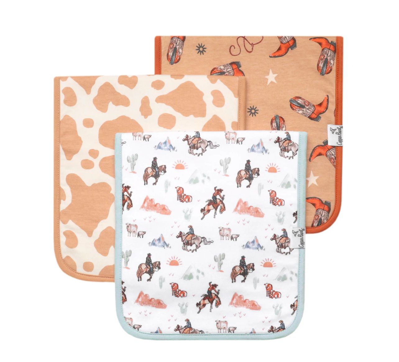 Copper Pearl "Boone" Burp Cloth Set