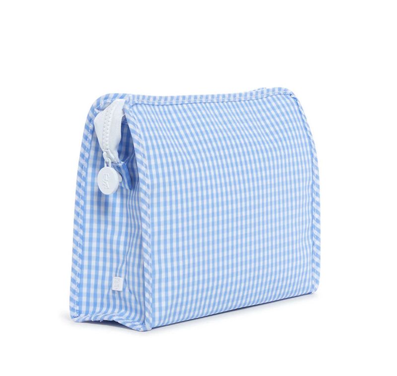 TRVL Roadie Large Zip Pouch- Sky Gingham