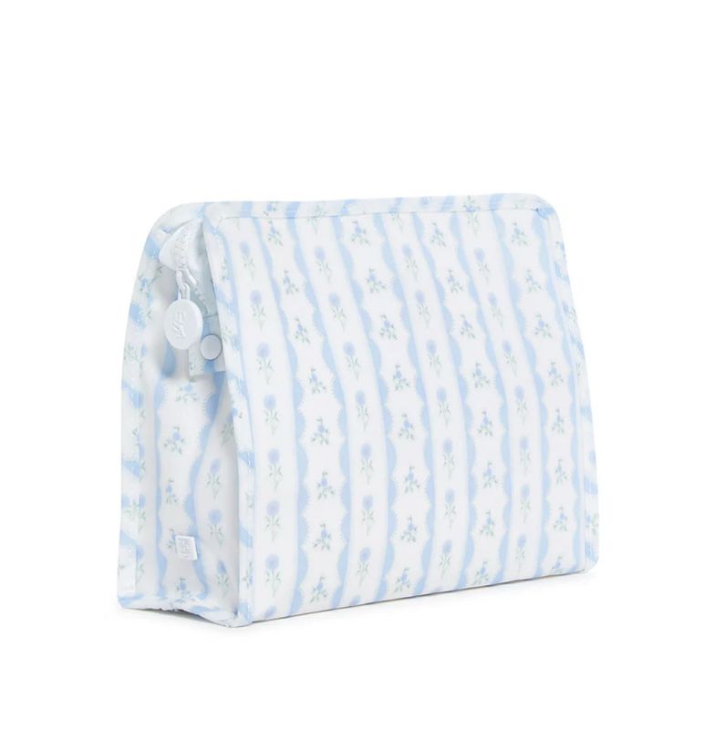 TRVL Roadie Large Zip Pouch- Ribbon Blue Floral