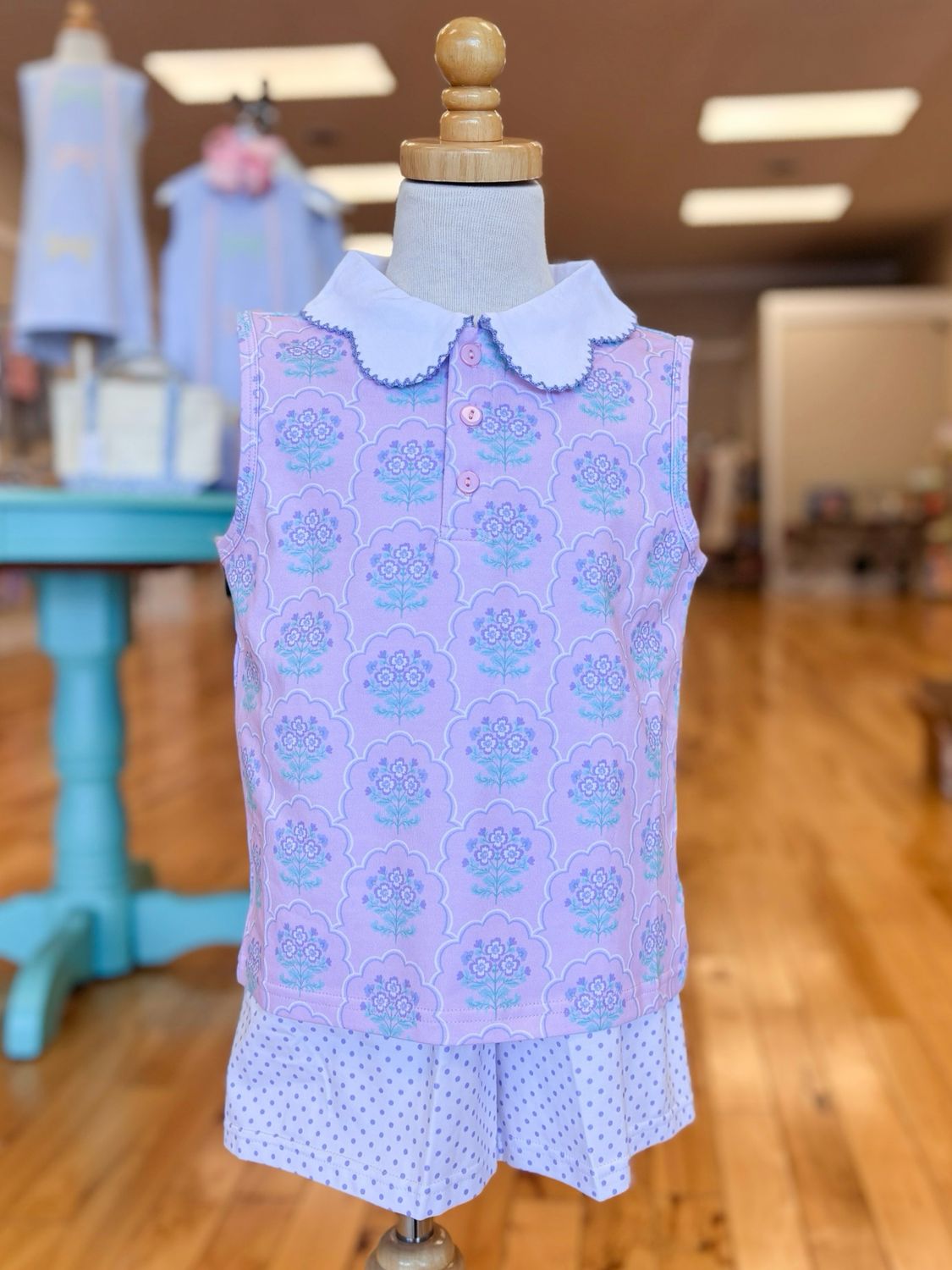 Sweet Violet Bouquets Polo Short Set