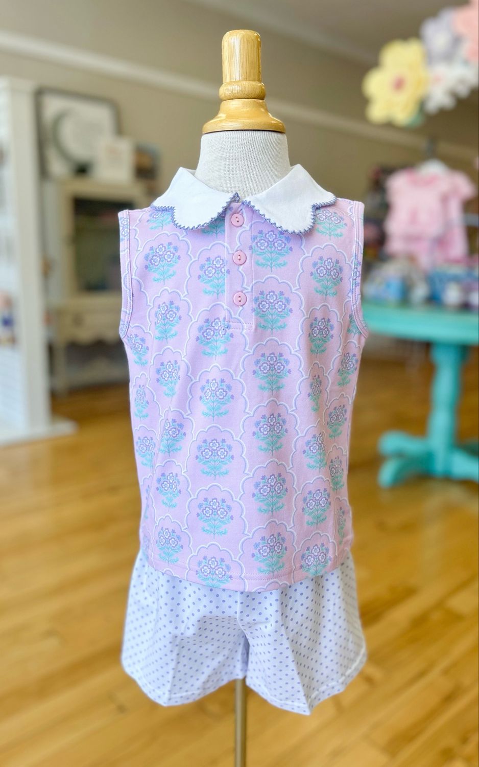 Sweet Violet Bouquets Polo Short Set