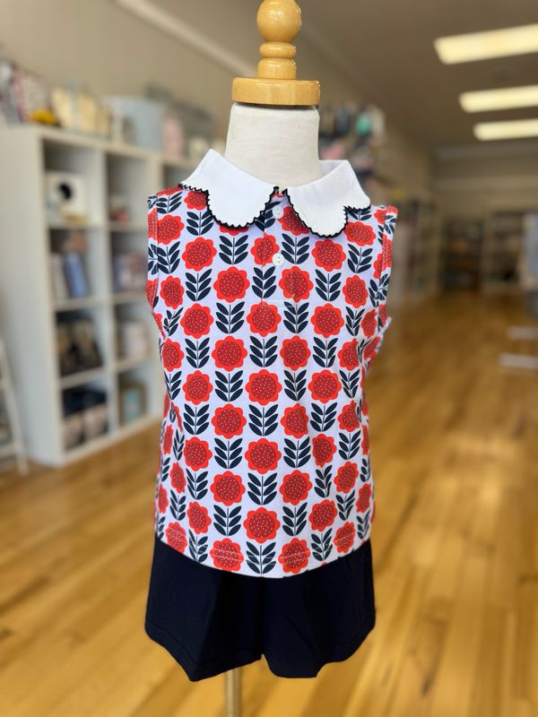 Prep School Blooms Peter Pan Collar Short Set