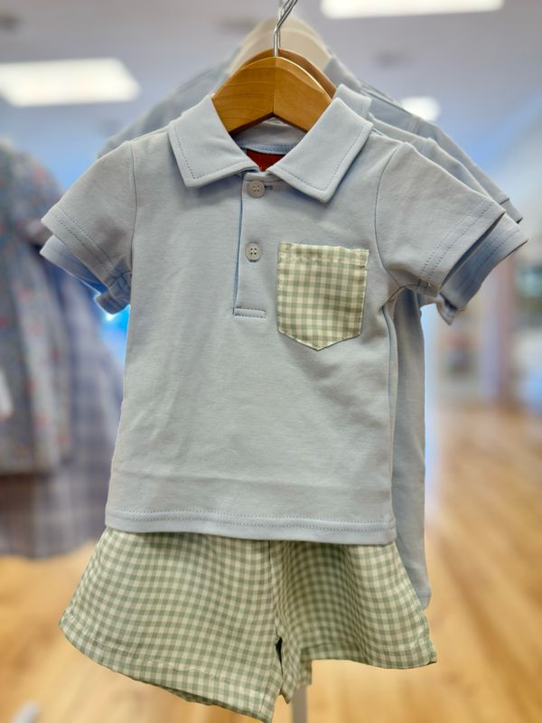 Myles Blue &amp; Green Short Set