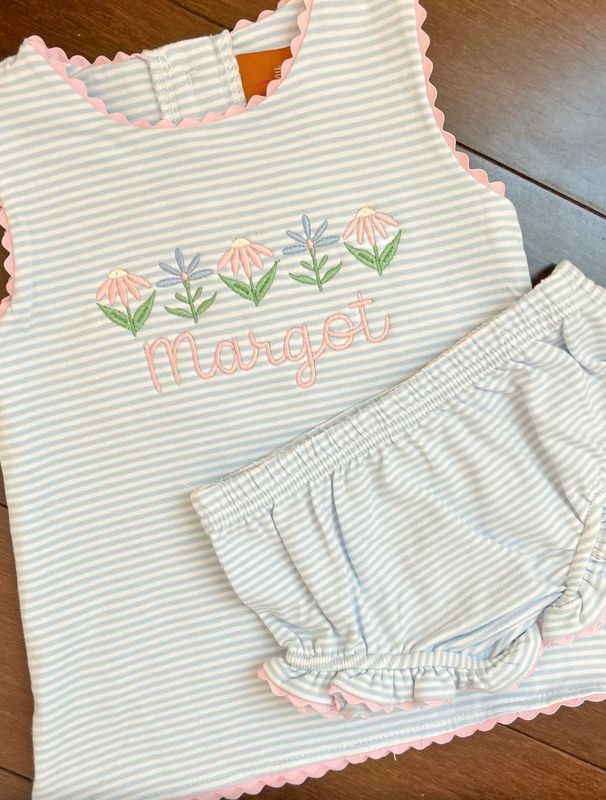 Millie Blue Stripe Bloomer Set