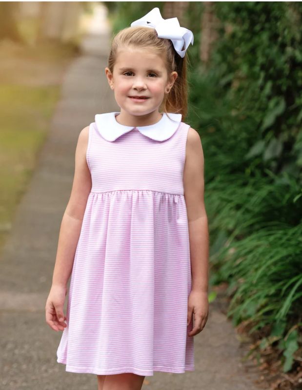 (Pre order) Charlotte Sleeveless Dress- Light Pink Stripe