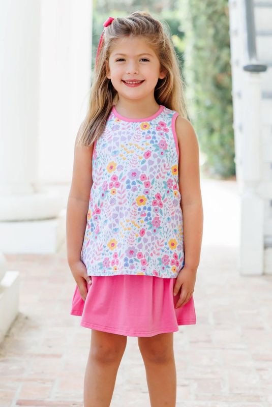 (Pre order) Poppies and Petals Bow Back Skort Set