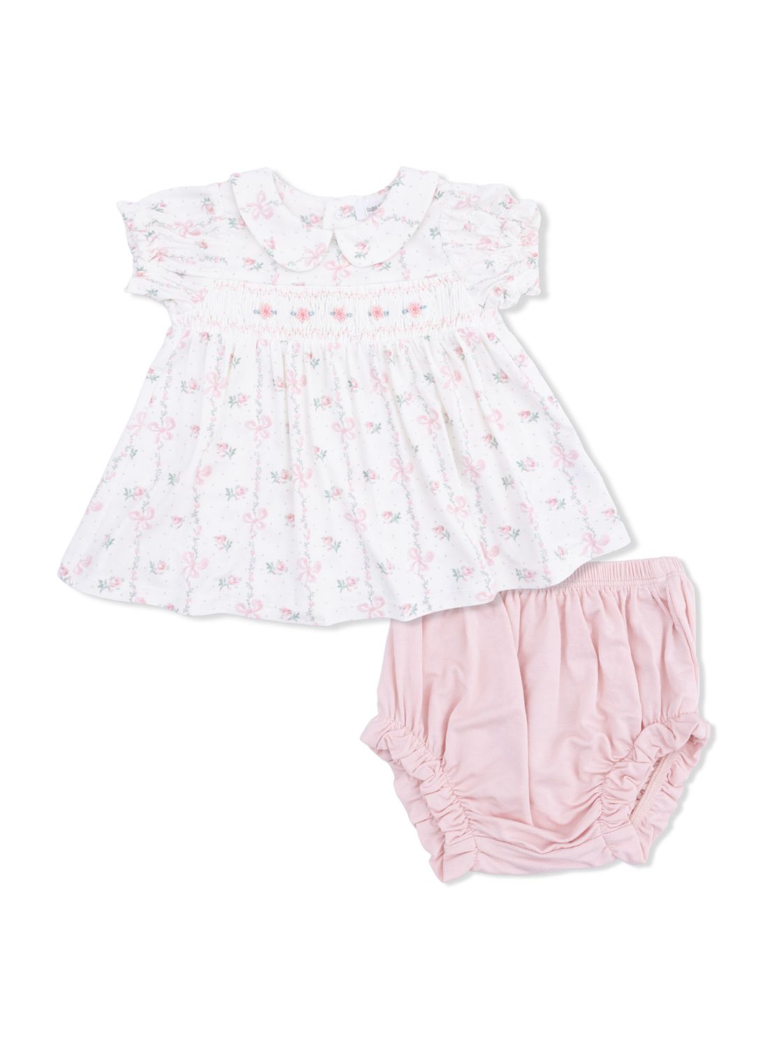 Dainty Buds and Bows Smocked Bloomer Set