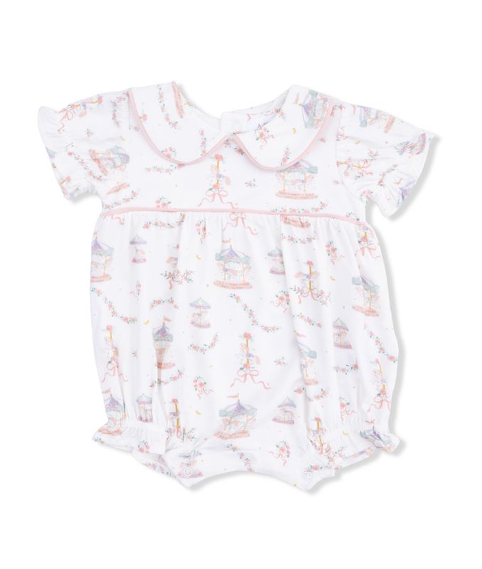 Carousel with Bows Classic Puff Sleeve Babydoll Bubble