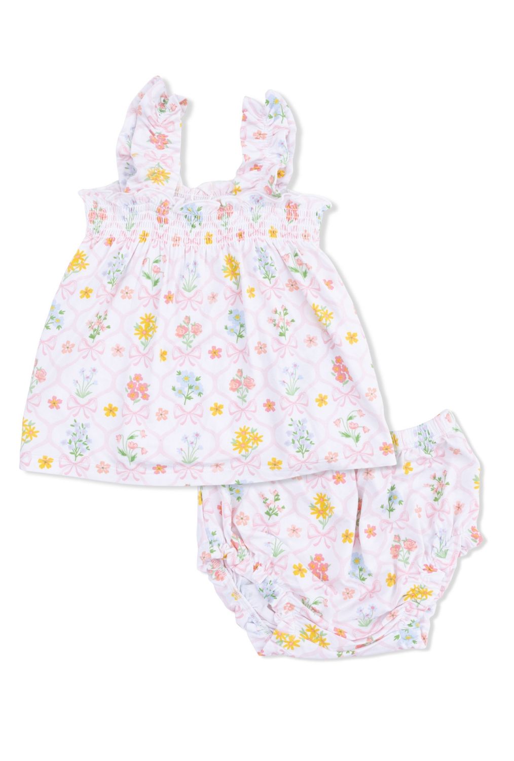 Spring Blooms Bow Trellis Ruffle Strap Top &amp; Bloomer