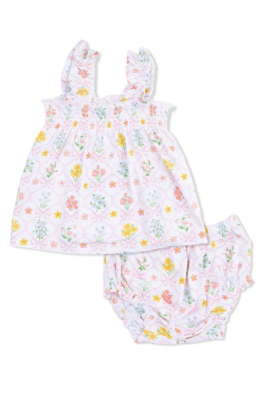 Spring Blooms Bow Trellis Ruffle Strap Top &amp; Bloomer