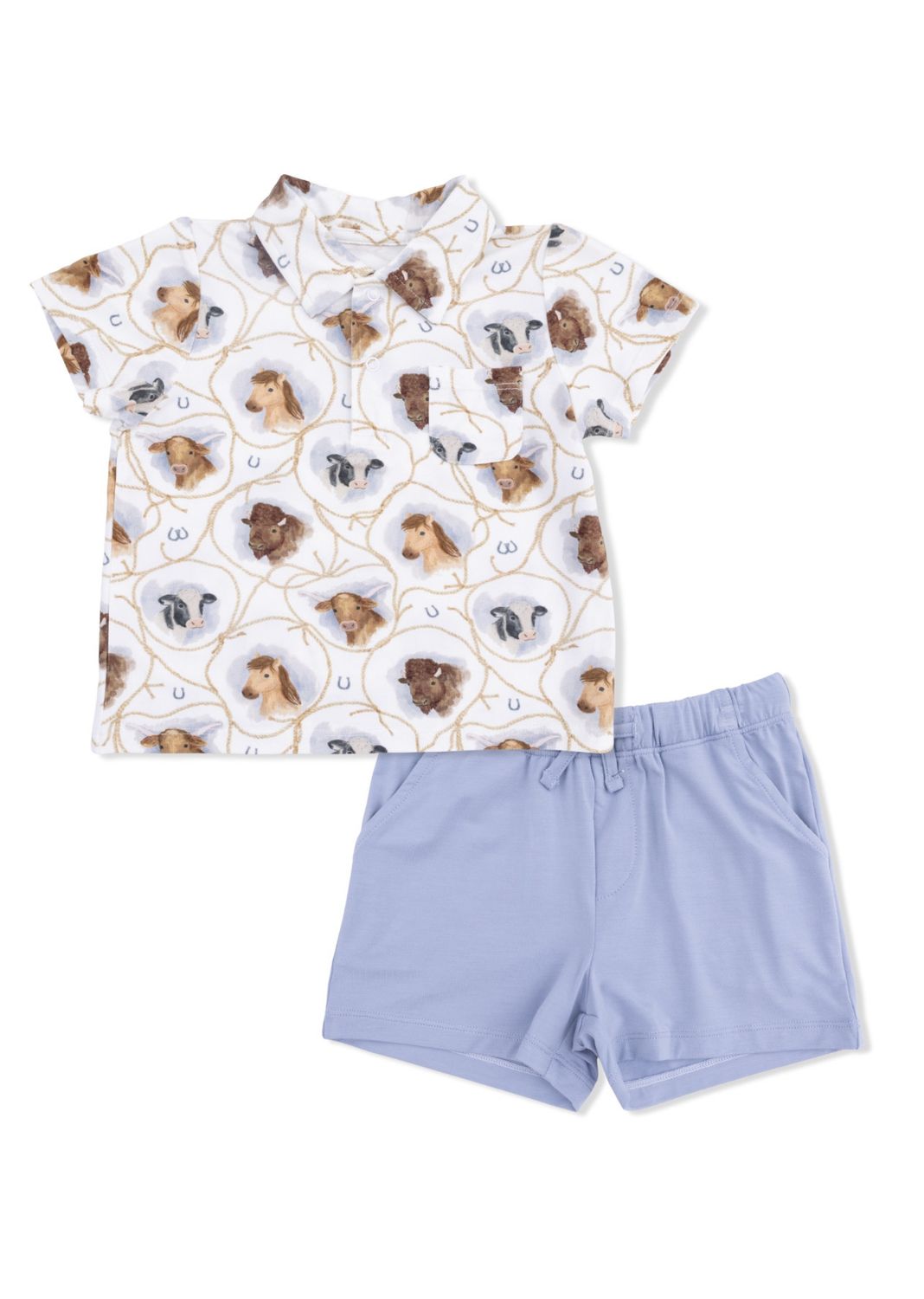 Farm Animals Rope Cameos Polo with Casual Short