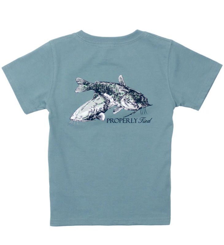 Properly Tied Mudcat Tee- Steel Blue