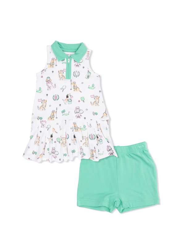 Country Club Dogs Pink Polo Tennis Dress with Cartwheel Short