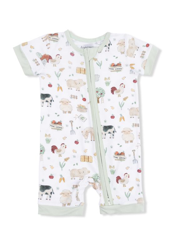 Cute Farm Animals Shortie 2 Way Zipper Romper