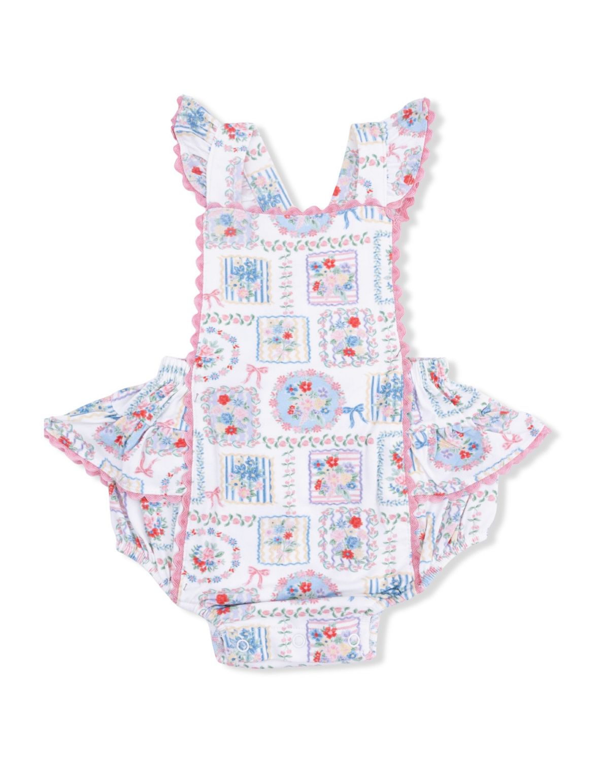 Julep's Floral Patchwork Ric Rac Ruffle Sunsuit