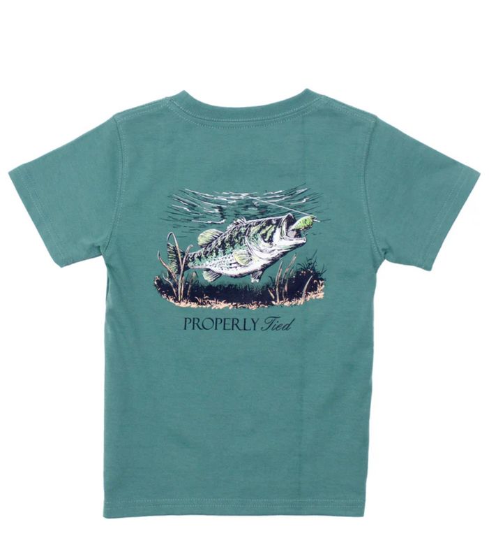 Properly Tied Set The Hook Tee- Marine Green