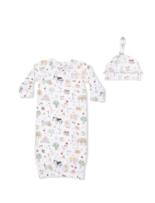 Cute Farm Animals Pink - Gown &amp; Knotted Hat