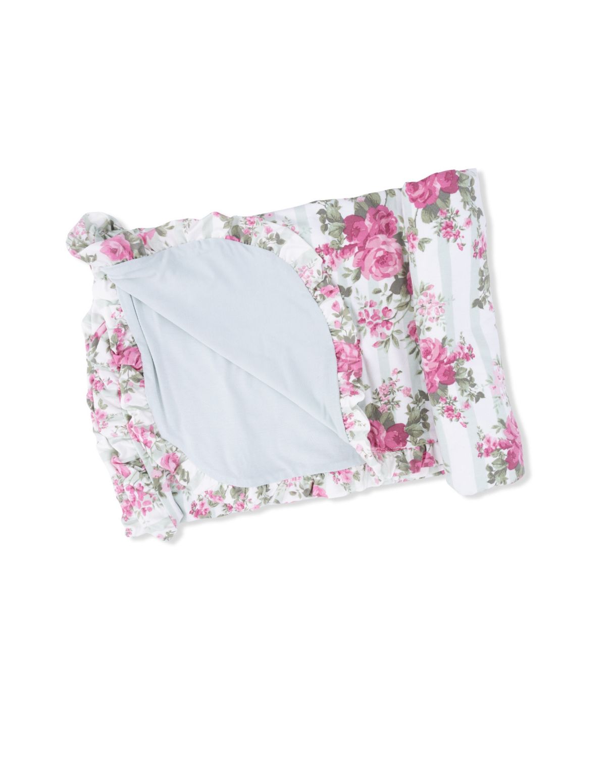 Cabbage Rose Stripe - Ruffle Blanket
