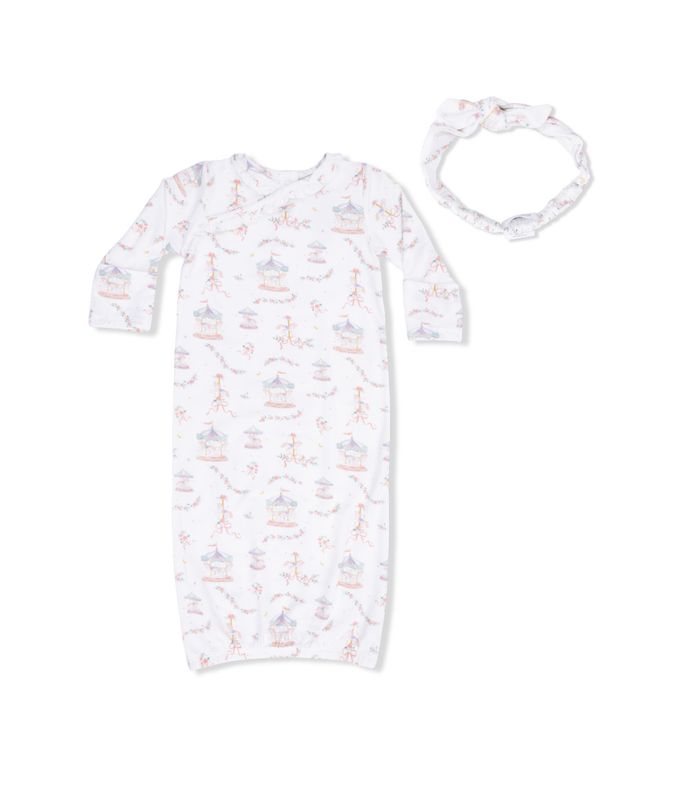 Carousel with Bows Kimono Gown &amp; Headband Set