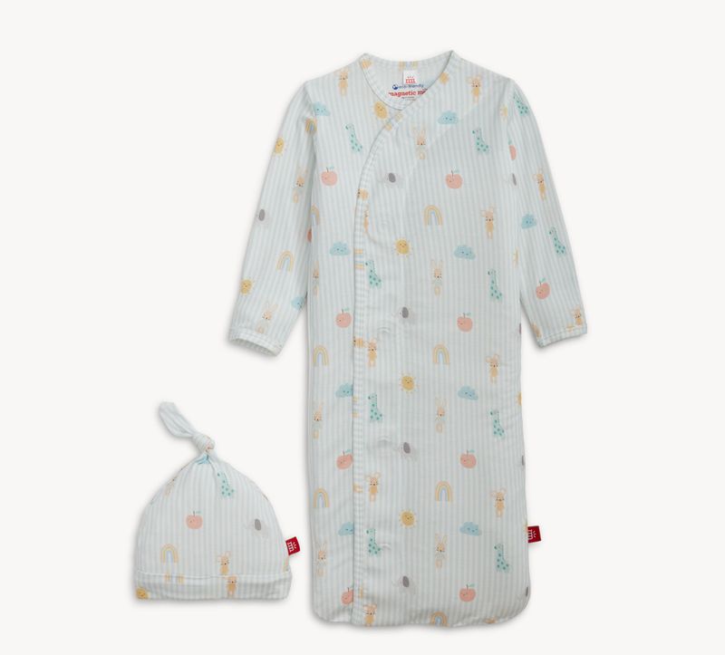 Lullaby Sky Blue Magnetic Gown + Hat Set