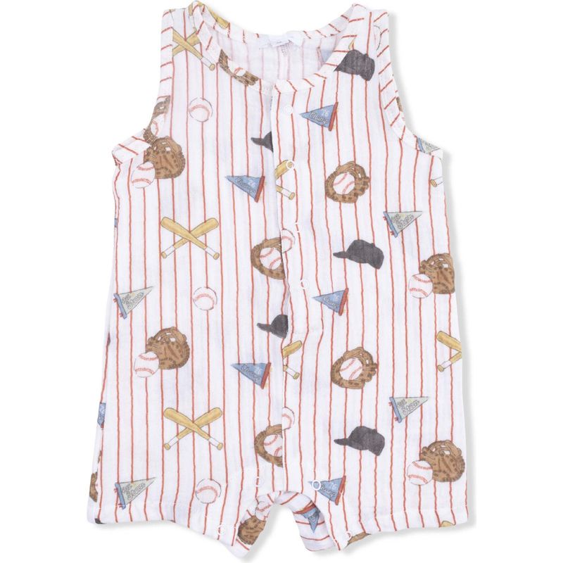 Vintage Baseball Stripe Sleeveless Shortie Romper
