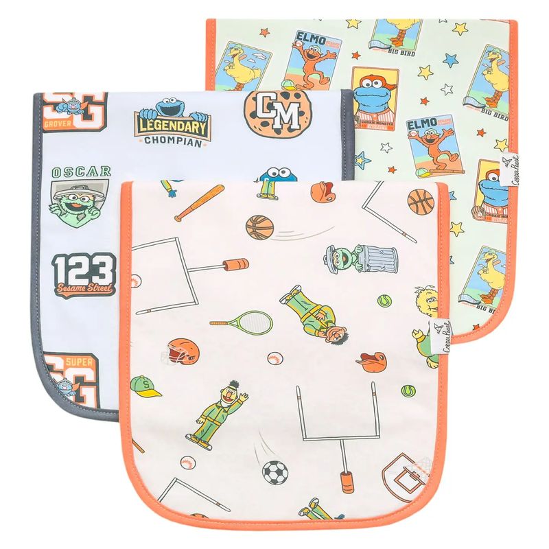 Copper Pearl "Sesame Street Varsity Friends" Burp Cloths