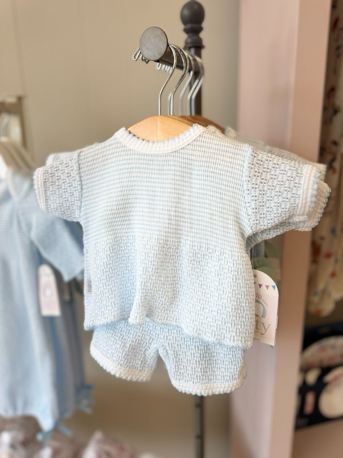 Paty Baby Blue Top + Knit Shorts Set