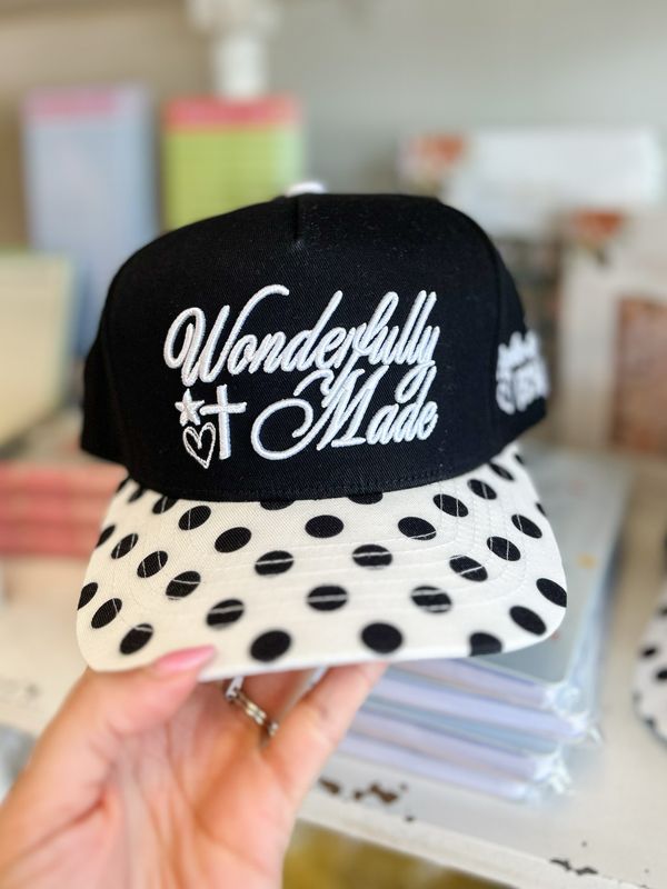Black Polka Dot Wonderfully Made Hat