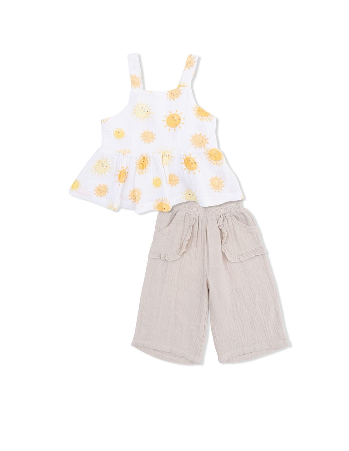 Happy Suns Peplum Tank With Wide Leg Shorts