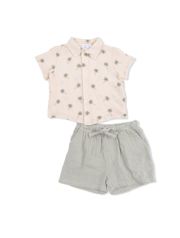 Palm Trees - Polo Button Up With Casual Short