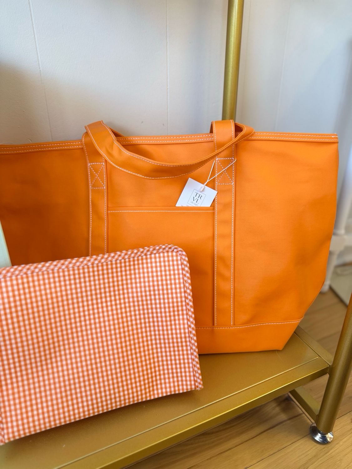 TRVL Coated Canvas Maxi Tote- Orange
