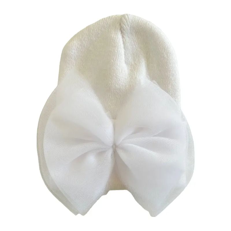 Babys First Hat - White With Tulle Bow