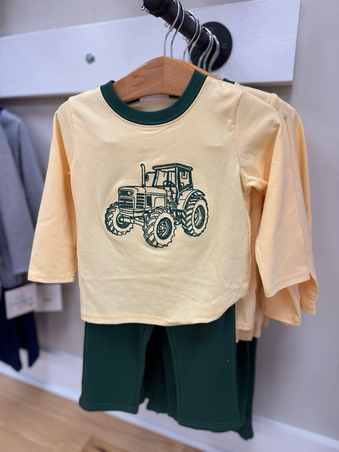 Tractor Embroidered Boys Pants Set
