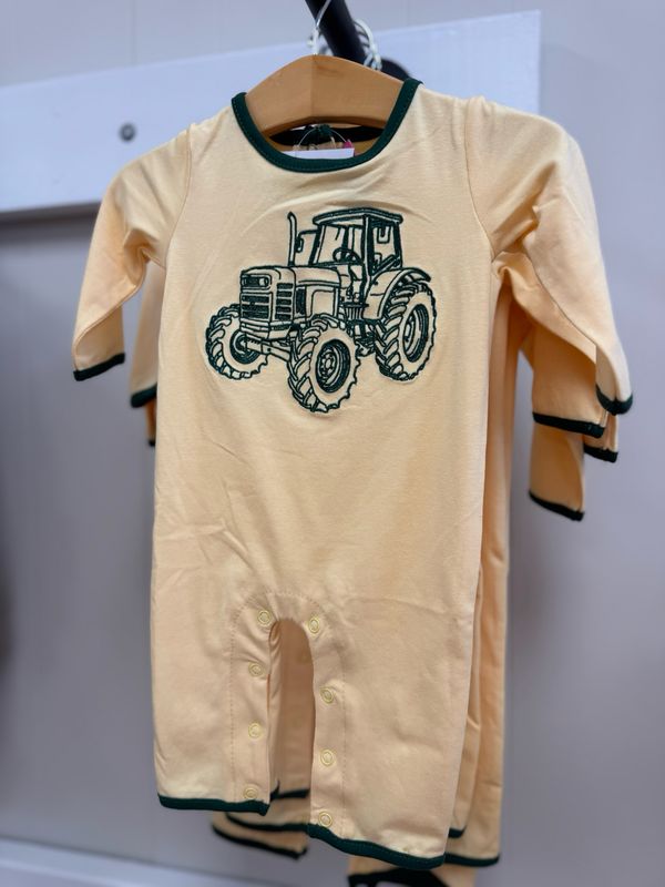 Tractor Embroidered Boys Romper