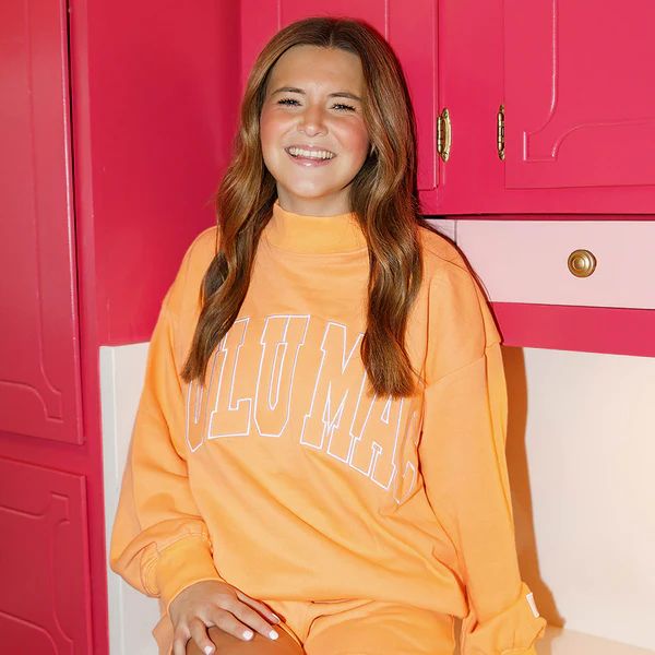 Lulu Mac Orange Stitch Terry Cloth Mockneck