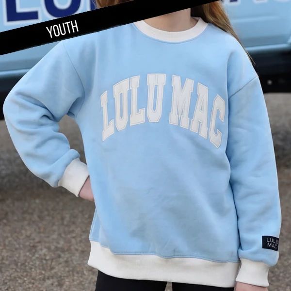 Lulu Mac Light Blue &amp; White Color Block Stitch