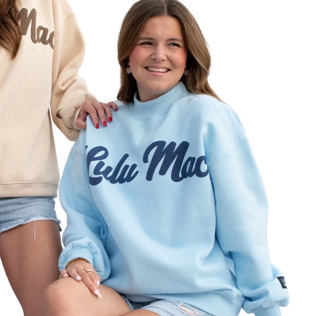 Lulu Mac Lt. Blue &amp; Navy Script Sweatshirt