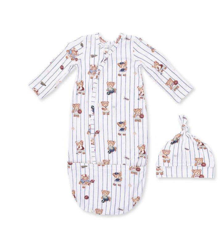 Mixed Sports Bears Bundle Gown and Knotted Hat