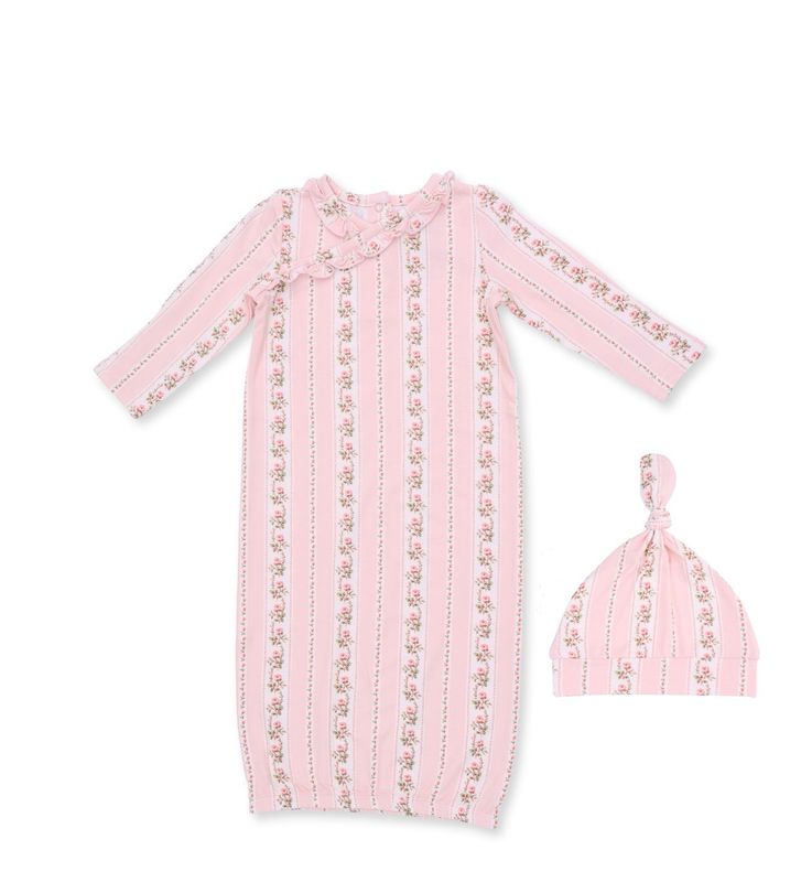 Antoinette Stripe Kimono Gown and Knotted Hat