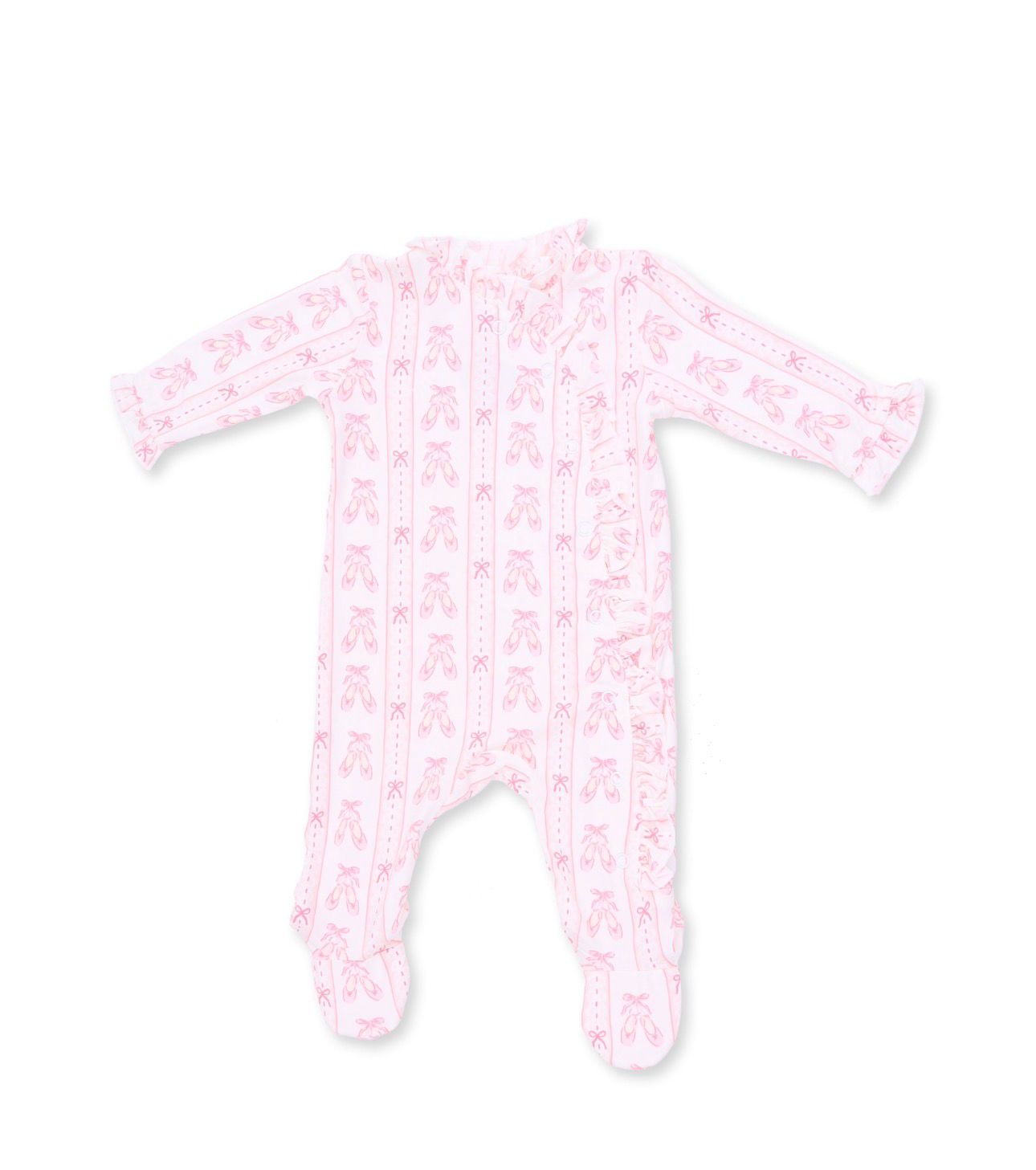 Ballet Shoes Ribbon Stripe Kimono Ruffle Snap Footie