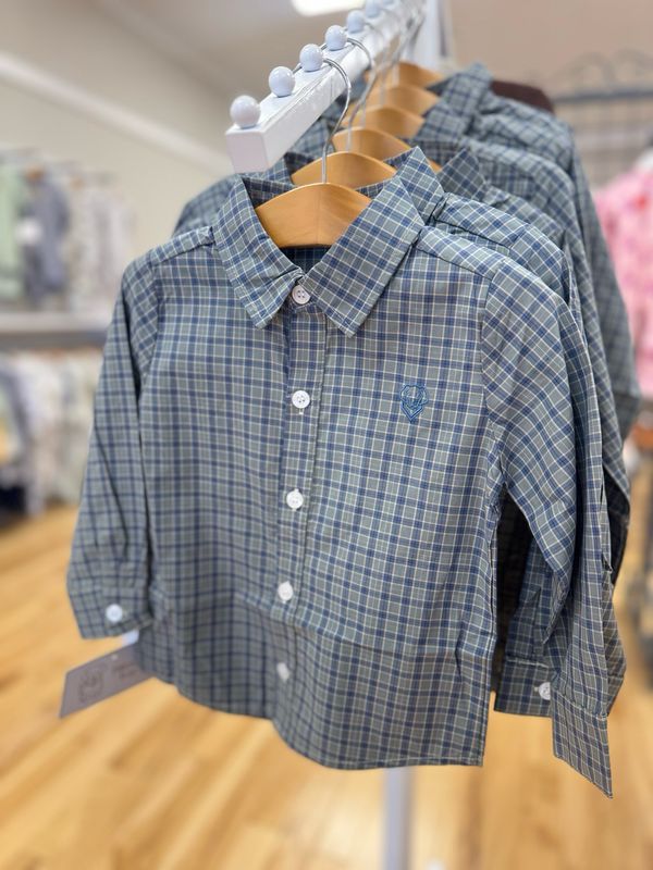Green Plaid Boys Button Down