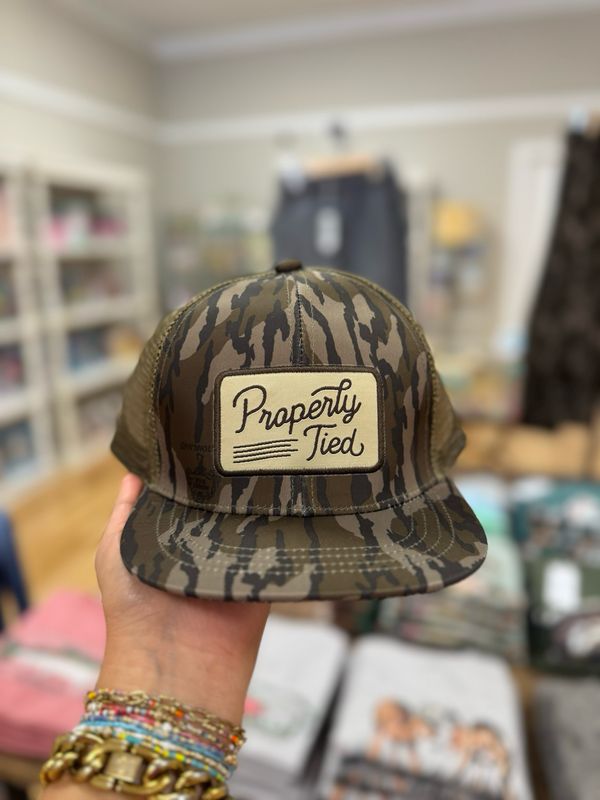 Properly Tied X Mossy Oak Sportsman Trucker Hat - Bottomland Camo