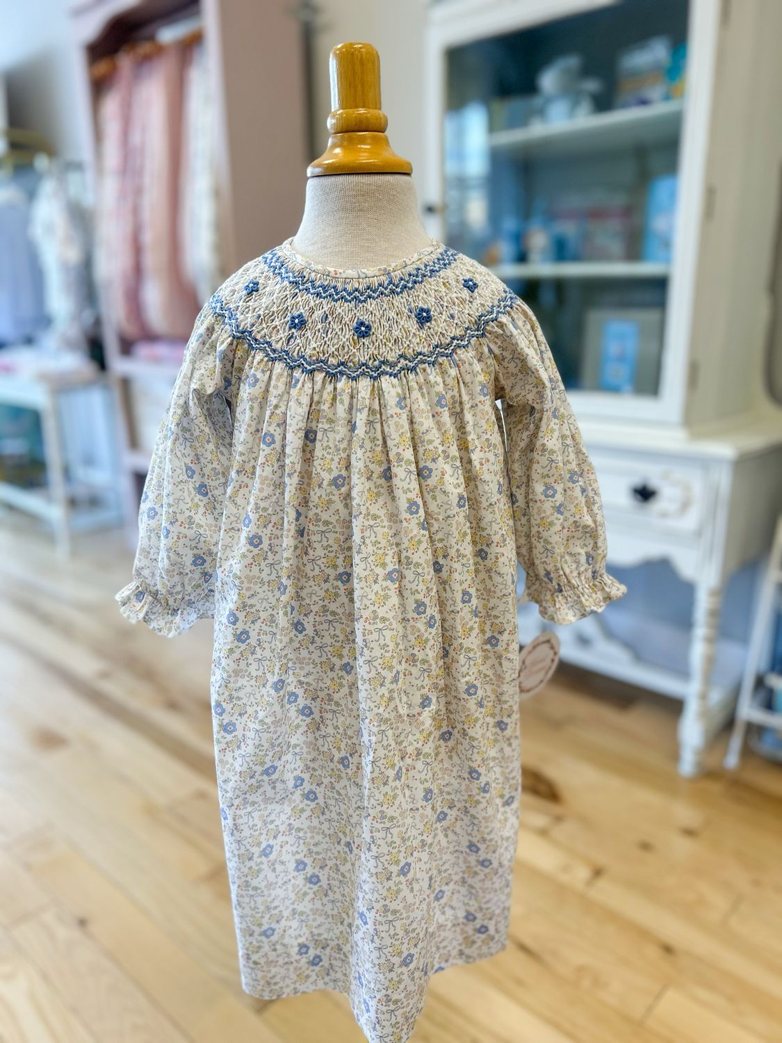 Ashley Blue Print Smocked Dress